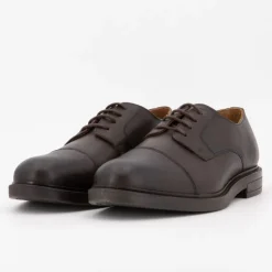 ELWIN Derbies cuir à lacets avec surpiqures Homme MARRON Discount