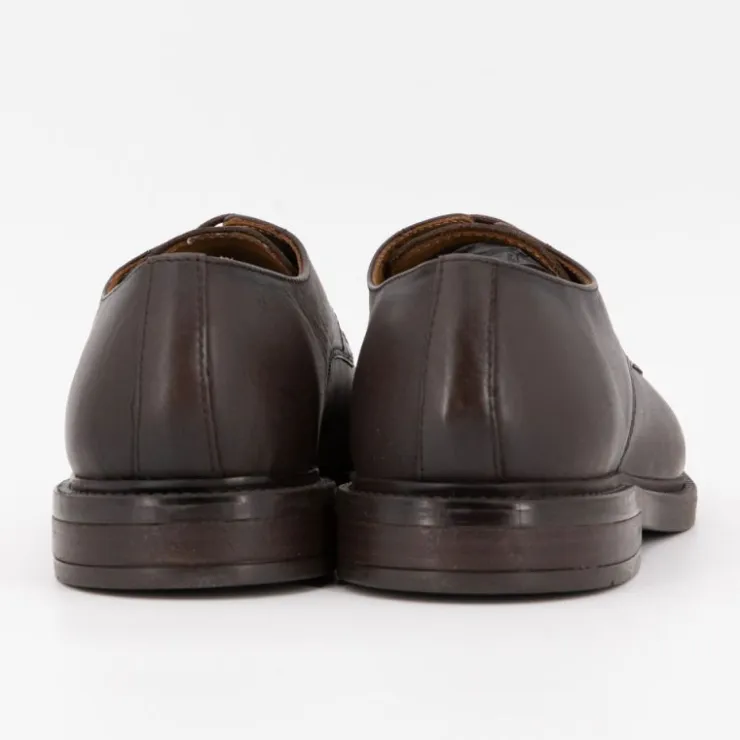 ELWIN Derbies cuir à lacets avec surpiqures Homme MARRON Discount