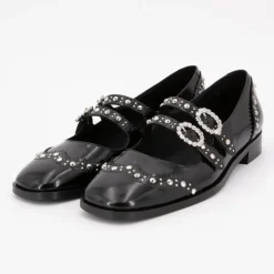 SCOTCH AND SODA Derbies es cuir à clous avec boucle à strass Femme NOIR
