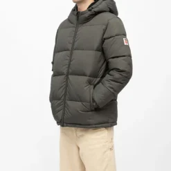 COMPAGNIE DE CALIFORNIE Doudoune à capuche courte zippée Homme KAKI New