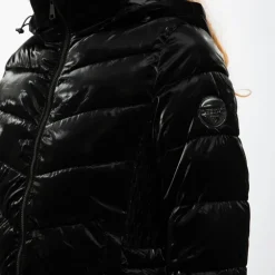 DEELUXE 74 Doudoune à capuche zippée mattia col montant black Femme NOIR Outlet