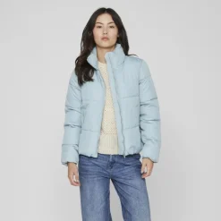 VILA Doudoune courte avec col montant vitate Femme BLEU CLAIR Hot