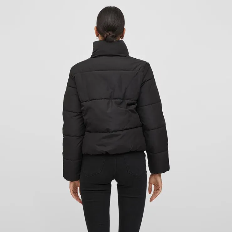 VILA Doudoune courte avec col montant vitate Femme NOIR New
