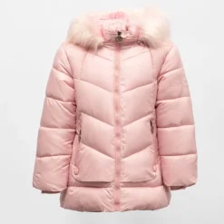 CXL BY CHRISTIAN LACROIX Doudoune courte zippée à capuche fausse fourrure col montant Enfant, Bébé ROSE CLAIR Hot