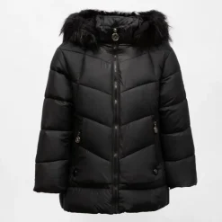 CXL BY CHRISTIAN LACROIX Doudoune courte zippée à capuche fausse fourrure col montant Enfant, Bébé NOIR Sale