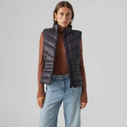 VERO MODA Doudoune gilet sans manches zippée femme NOIR New