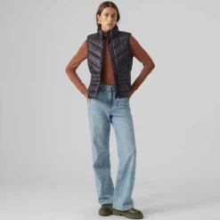 VERO MODA Doudoune gilet sans manches zippée femme NOIR New
