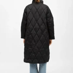 LA PETITE ETOILE Doudoune matelassée à boutons mi longue nora col montant Femme NOIR New