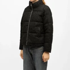 DEELUXE 74 Doudoune e zippée col montant effet tweed Femme NOIR Clearance