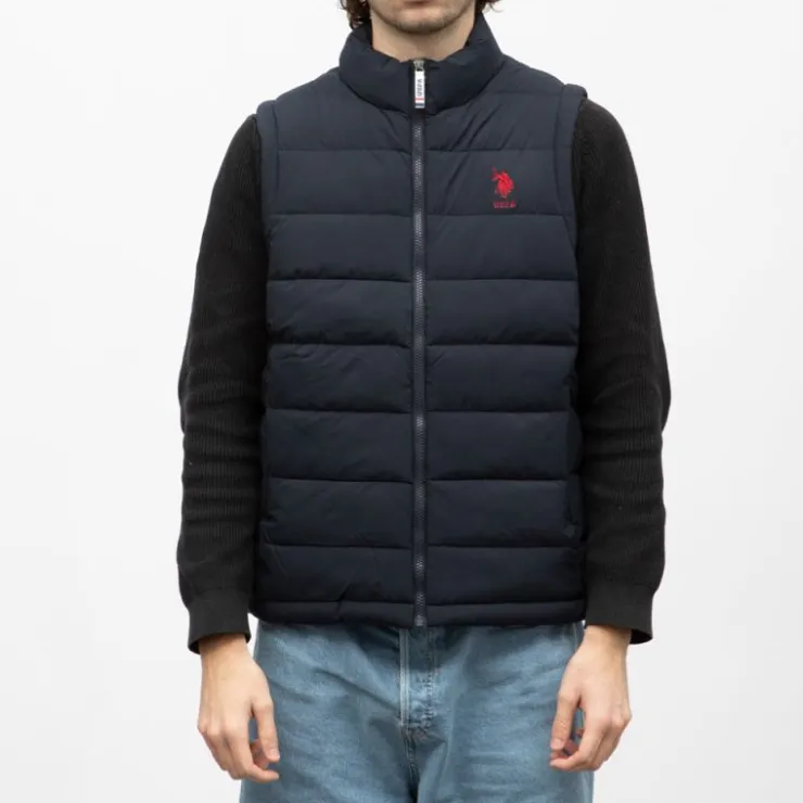 US POLO Doudoune sans mache asti Homme polyester BLEU FONCE Clearance