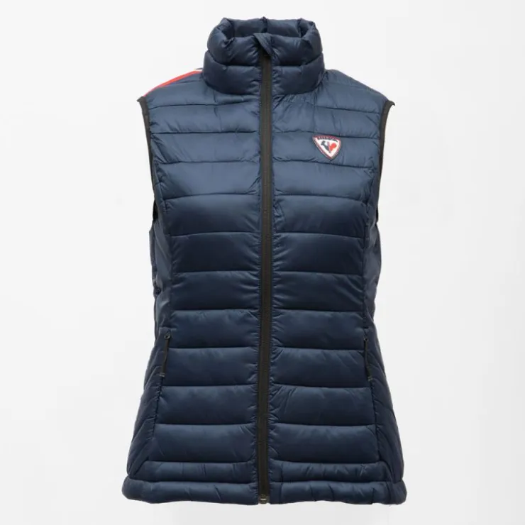 ROSSIGNOL Doudoune sans manches col cheminé logo à relief bi color Femme BLEU FONCE Hot