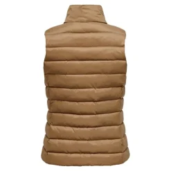 ONLY Doudoune sans manches col montant zippée Femme MARRON New