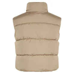 PIECES Doudoune sans manches courte col cheminée Femme BEIGE Discount