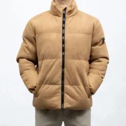 DEELUXE 74 Doudoune swedish effet sudédine avec zip Homme MARRON Discount