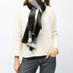 MANOUKIAN Echarpe à carreaux 70x200cm Mixte NOIR Online