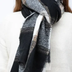 MANOUKIAN Echarpe à carreaux 70x200cm Mixte NOIR Online