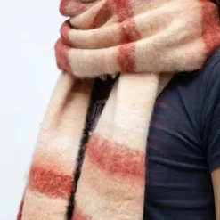 GERARD PASQUIER Echarpe à franges douce à carreaux assorti laine 40x210 cm Femme ROUGE Outlet