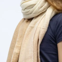 GERARD PASQUIER Echarpe avec franges tricolore en laine 50x200 cm Femme BEIGE Discount