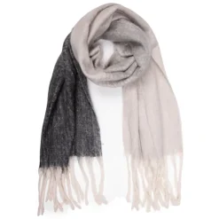 GERARD PASQUIER Echarpe avec franges tricolore en laine 50x200 cm Femme GRIS FONCE Sale