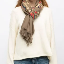 GERARD PASQUIER Echarpe brodée avec motif cachemire 70x185cm Femme MARRON Hot