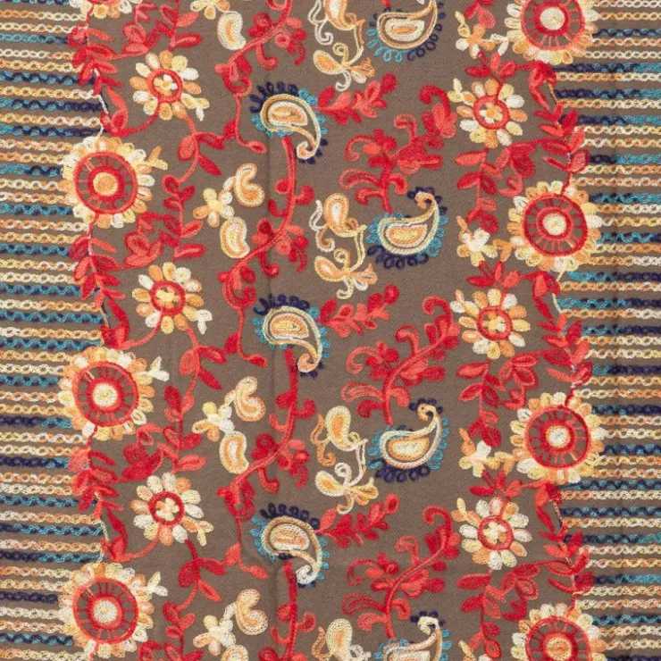 GERARD PASQUIER Echarpe broderie colorée70x185cm Femme MARRON Outlet