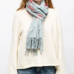 GERARD PASQUIER Echarpe broderie imprimé fleurs 70x185cm Femme GRIS