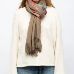 GERARD PASQUIER Echarpe broderie imprimé fleurs 70x185cm Femme MARRON Clearance