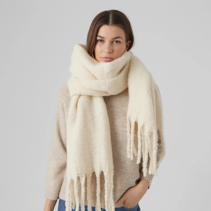 VERO MODA Echarpe chaude 50x200 cm franges Femme BLANC ECRU Best