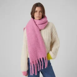 VERO MODA Echarpe chaude 50x200 cm franges Femme ROSE Hot
