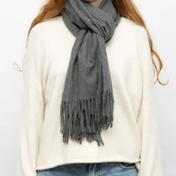 MANOUKIAN Echarpe douce couleur unie 65x180cm Femme GRIS FONCE