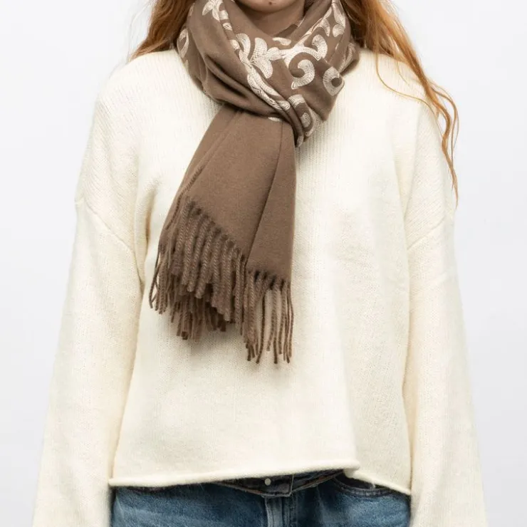 GERARD PASQUIER Echarpe douce couleur unie imprimé 70x185cm Femme MARRON New