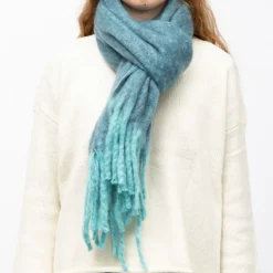 MANOUKIAN Echarpe douce épaisse tissu chiné 50x180cm bi color Mixte BLEU Clearance