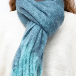 MANOUKIAN Echarpe douce épaisse tissu chiné 50x180cm bi color Mixte BLEU Clearance