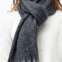 MANOUKIAN Echarpe douce épaisse tissu chiné 50x180cm bi color Mixte GRIS FONCE Sale