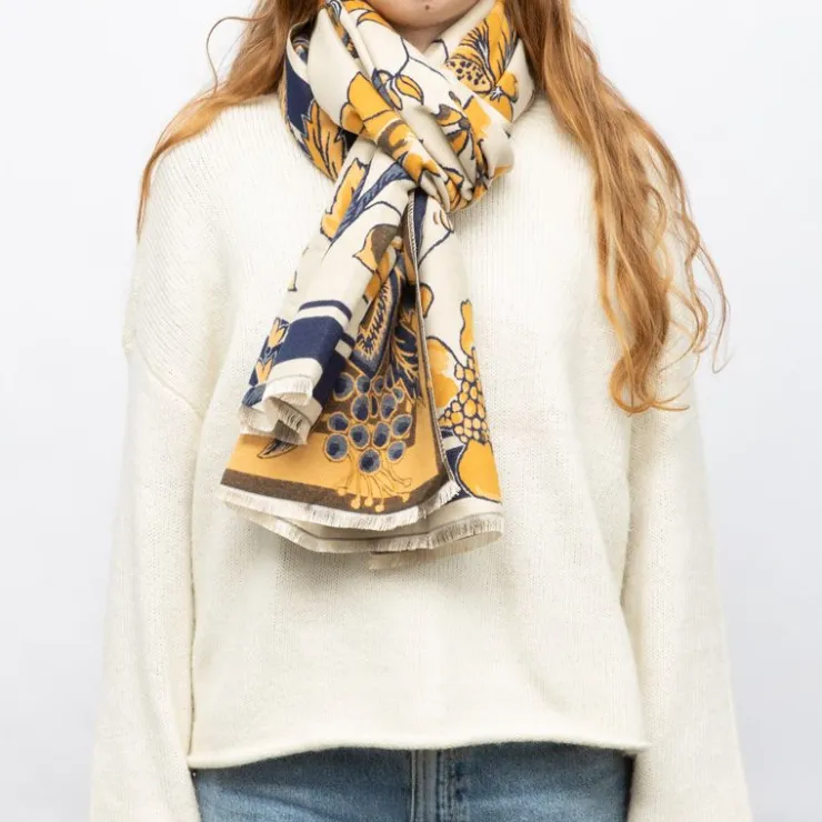 GERARD PASQUIER Echarpe imprimé à fleurs jaquard 90x180cm Femme JAUNE Outlet