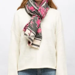 GERARD PASQUIER Echarpe imprimé à fleurs jaquard 90x180cm Femme GRIS