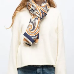 GERARD PASQUIER Echarpe imprimé cachemire 90x180cm Femme BLEU FONCE Clearance