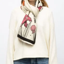 GERARD PASQUIER Echarpe imprimé fleurs jaquard 90x180cm Femme BEIGE