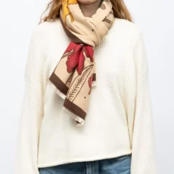 GERARD PASQUIER Echarpe imprimé fleurs jaquard 90x180cm Femme MARRON CLAIR Outlet