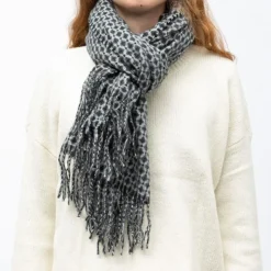 MANOUKIAN Echarpe imprimé graphique 70x180cm Mixte NOIR Discount