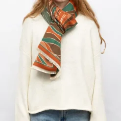 GERARD PASQUIER Echarpe imprimé paysage jaquard 90x180cm Femme ORANGE Hot