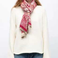 MANOUKIAN Echarpe imprimee jaquard 90x180cm Femme ROUGE Clearance