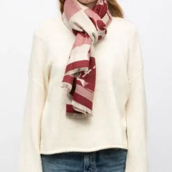 MANOUKIAN Echarpe imprimee jaquard 90x180cm Femme BORDEAUX Best