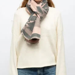 MANOUKIAN Echarpe imprimee jaquard 90x180cm Femme ROSE Sale