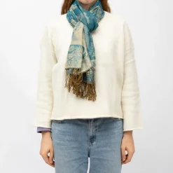 RODIER Echarpe imprimee menina 70x180 Femme BLEU CLAIR New