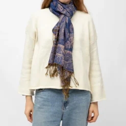 RODIER Echarpe imprimee menina 70x180 Femme BLEU ROI Discount