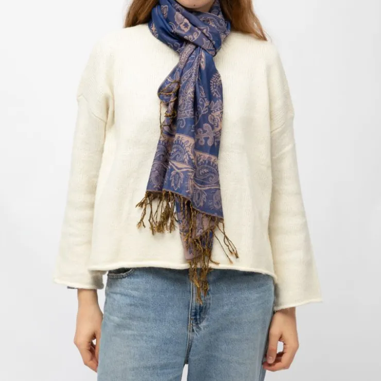 RODIER Echarpe imprimee menina 70x180 Femme BLEU ROI Discount