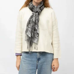 RODIER Echarpe imprimee menina 70x180 Femme NOIR New