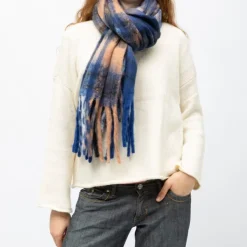 MANOUKIAN Echarpe motif carreaux 50x170cm Mixte BLEU FONCE Best