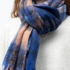 MANOUKIAN Echarpe motif carreaux 50x170cm Mixte BLEU FONCE Best